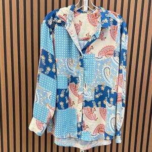 Women's Paisley Patchwork Button Down Shirt